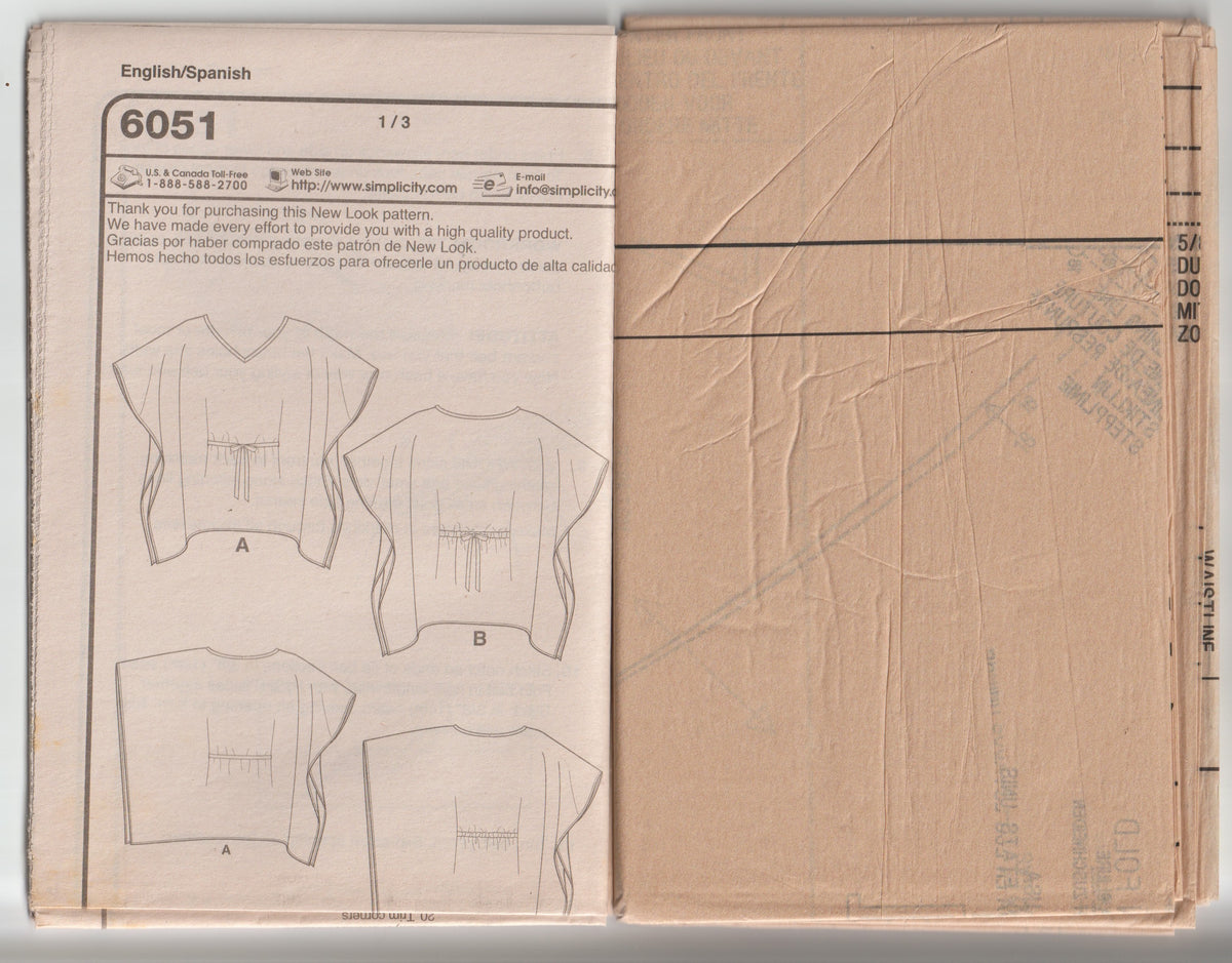 New Look 6051 PROJECT RUNWAY Womens EASY Cover Up Caftan Top Out Of Print Paper Sewing Pattern Size 8 - 18 UNCUT Factory Folded