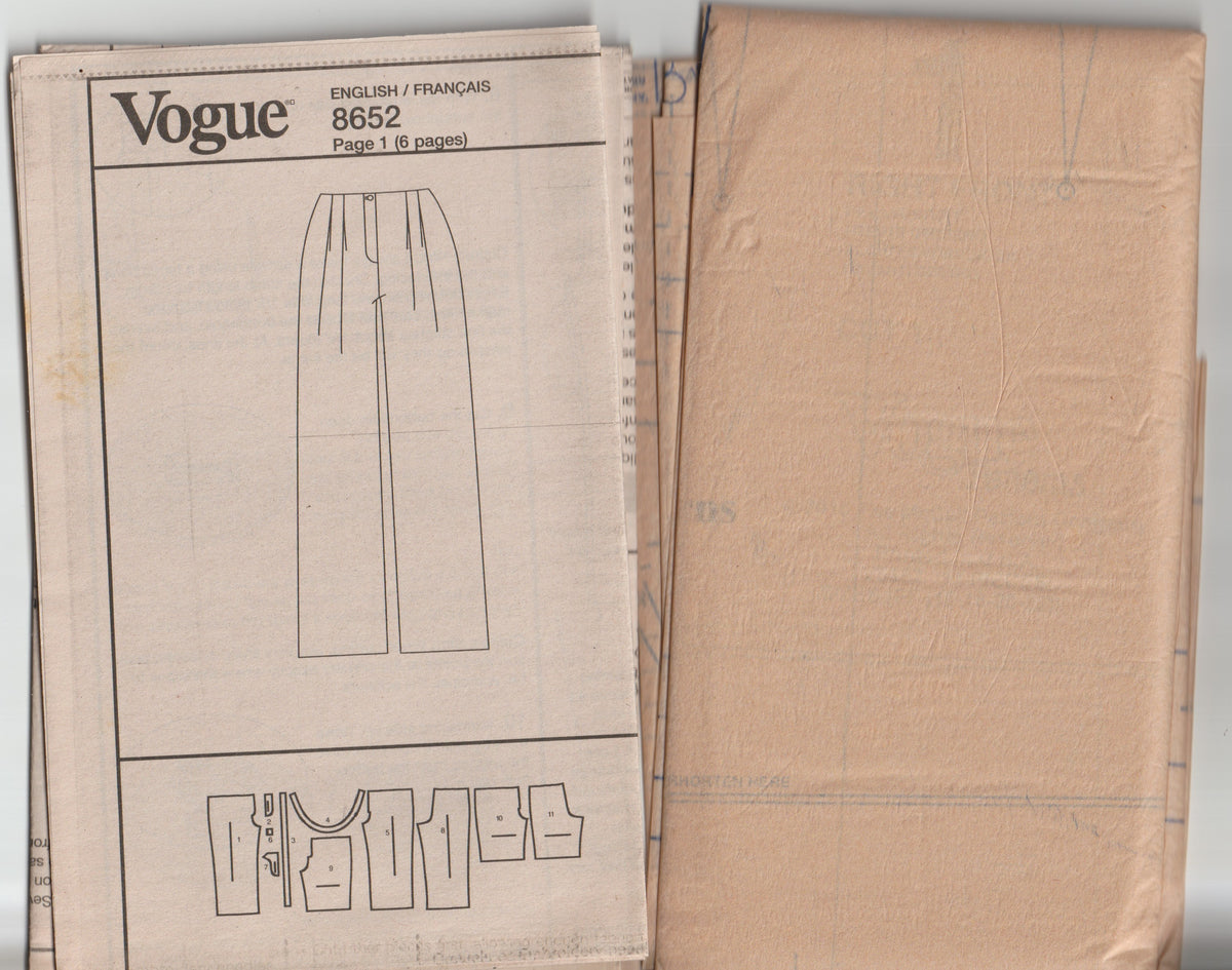 Vogue American Designer 8652 CLAIRE SHAFFER'S Womens Custom Couture Lined Pants Out Of Print Paper Sewing Pattern Size 16 - 22 UNCUT Factory Folded