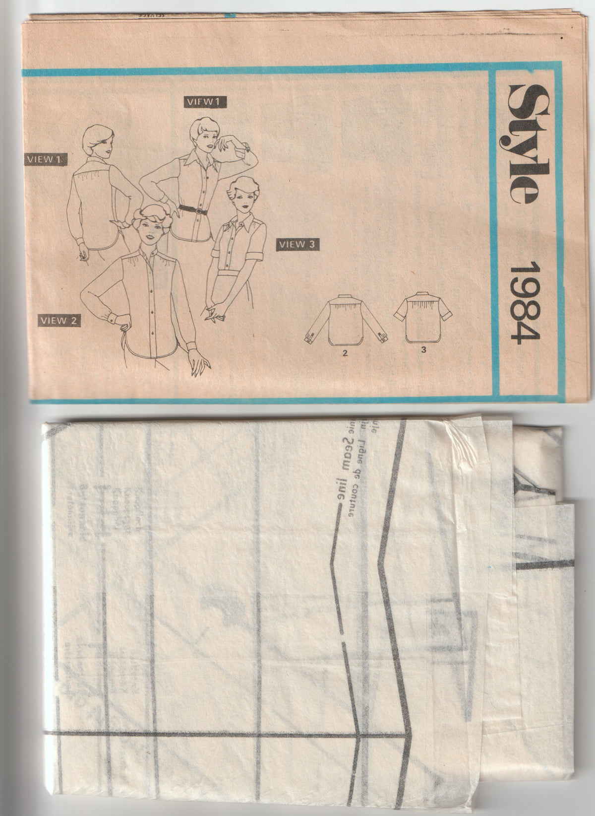 Style 1984 Womens Classic Button Front Shirts 1970s Vintage Paper Sewing Pattern Size 14 Bust 36 Inches