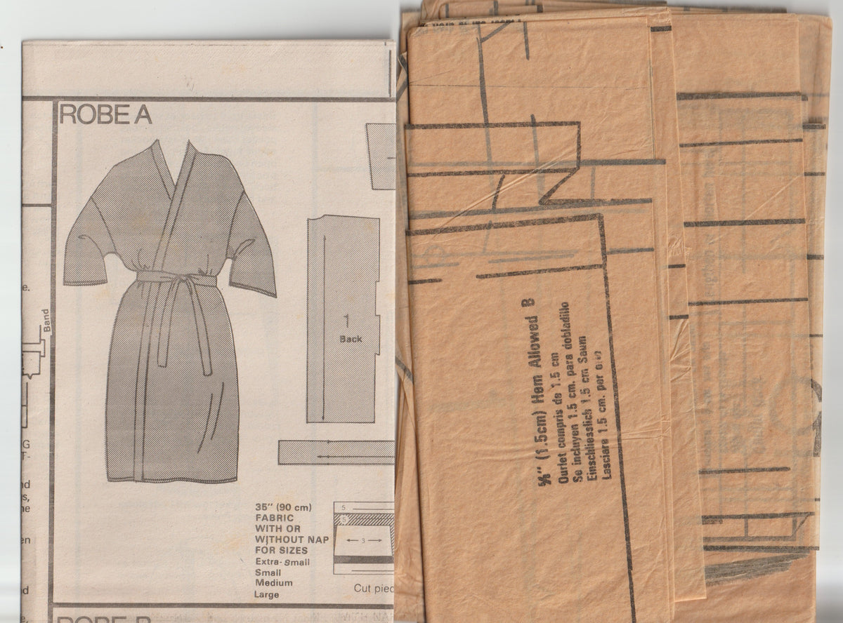 Very Easy Vogue 8155 Mens Womens UNISEX Wrap Robe 1980s Vintage Paper Sewing Pattern Size X LARGE