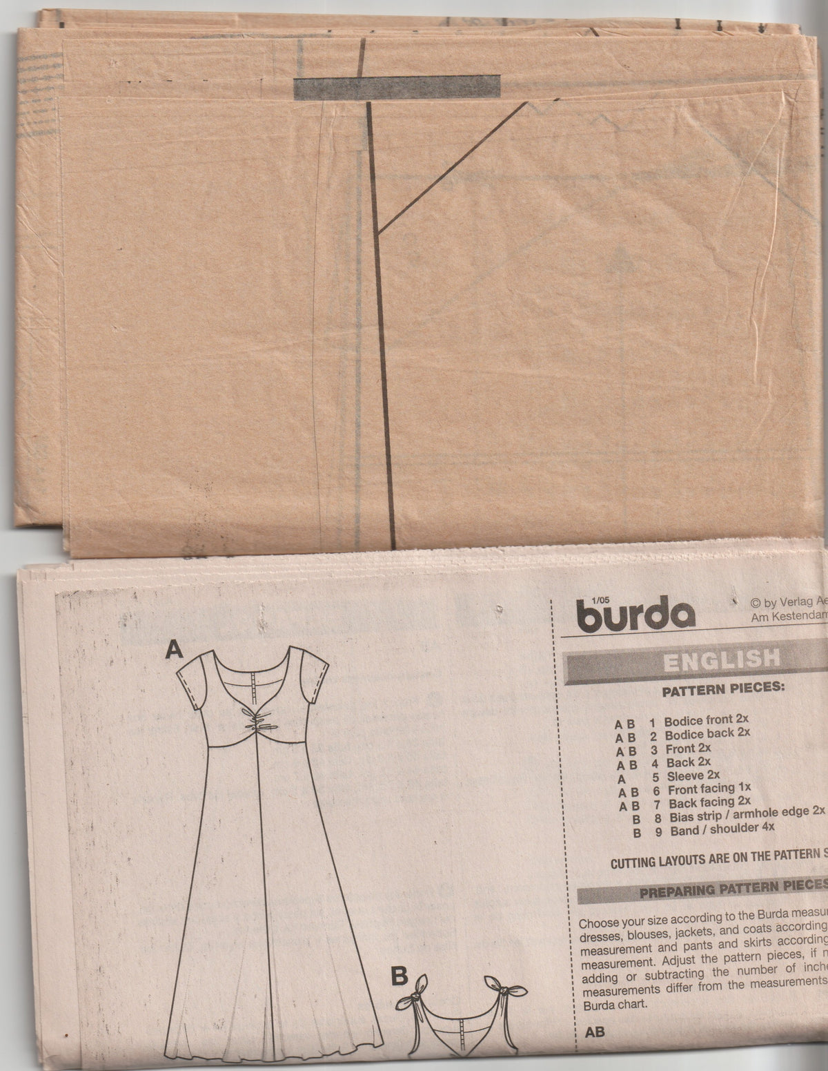 Burda 8227 Womens High Waisted Sundress Out Of Print Paper Sewing Pattern Sizes 10 - 24 UNCUT Factory Folded