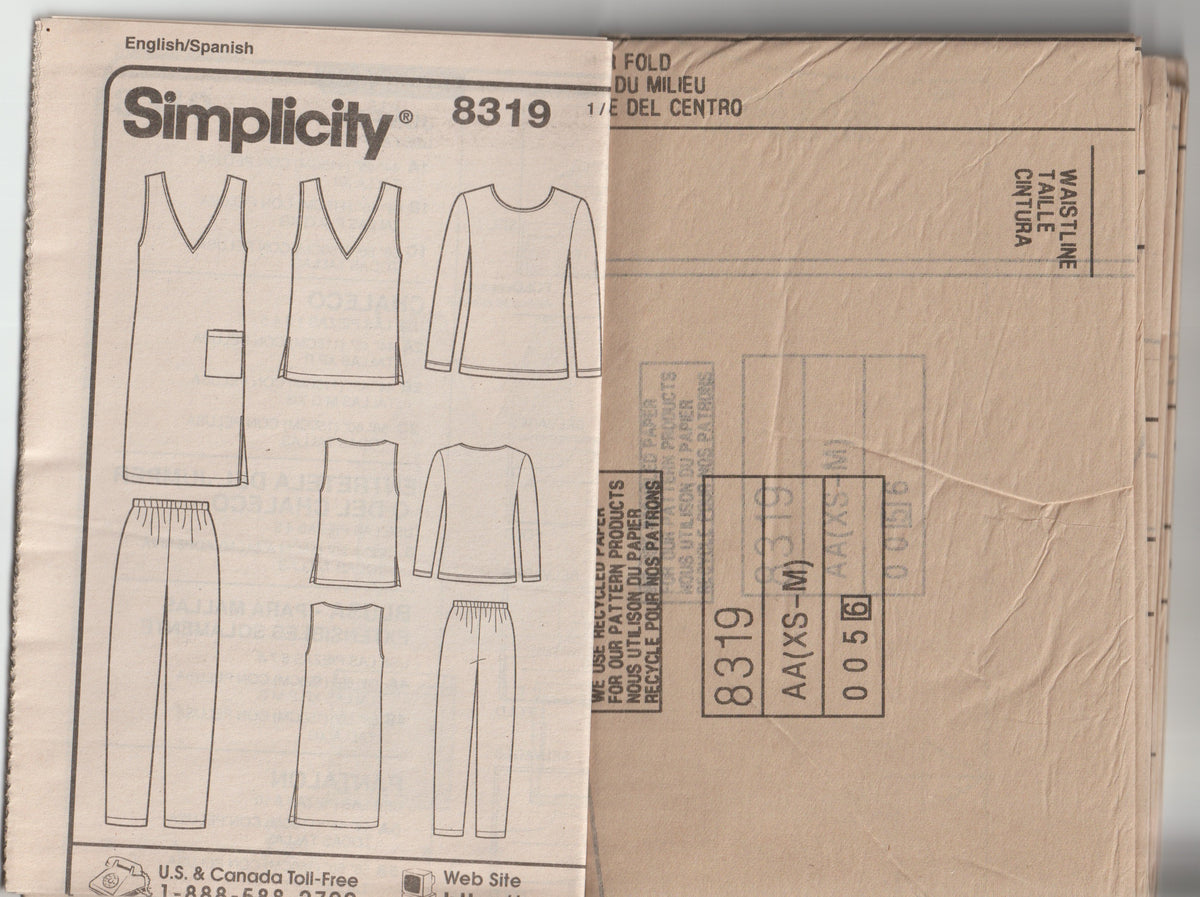 Simplicity 8319 Womens EASY 1 Hour Jumper Vest Knit Top & Pants Out Of Print Paper Sewing Pattern Size XS - M UNCUT Factory Folded