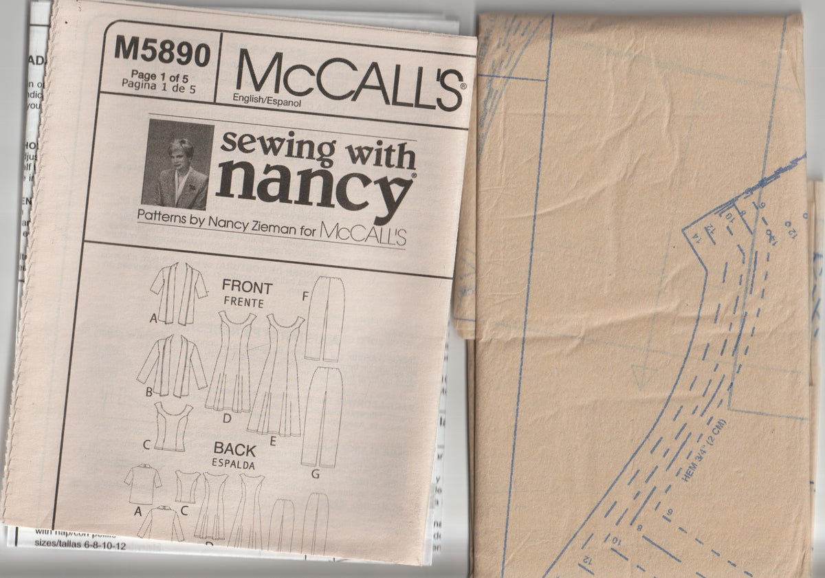 McCall's 5890 Womens EASY Stretch Knit Jacket Dress Top & Pants Out Of Print Paper Sewing Pattern Sizes 6 - 14 UNCUT Factory Folded