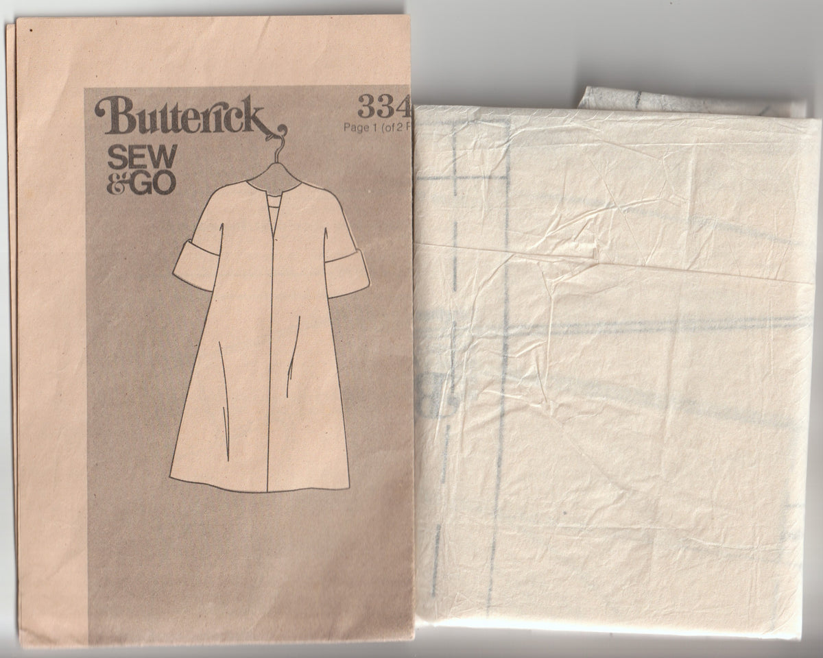 Butterick 3349 Womens Pullover Kimono Sleeved Dress 1970s Vintage Paper Sewing Pattern Size 10 Bust 32.5 Inches