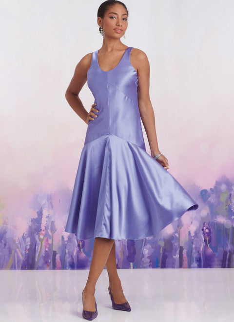 Vogue 8814 Womens CUSTOM FIT Drop Waisted Evening Dress with Bias Skirt Sewing Pattern Size 14 - 22 UNCUT Factory Folded