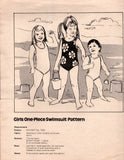 Knitwit 7600 Toddler Girls One Piece Swimsuit Pattern 1970s Vintage Sewing Pattern Sizes 2 4 6 UNCUT Master Pattern