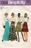 Simplicity 7308 Womens Classic Maxi Midi Flared Skirts 1970s Vintage Sewing Pattern Size 12 or 14