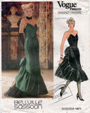 Vogue Designer Original 1471 BEVLLVILLE SASSOON Womens Apron Front Ruffled Evening Gown with Petticoat 1980s Vintage Sewing Pattern Size 10 or 12