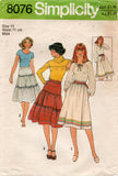 Simplicity 8076 Womens Gathered Tiered or Wrap Skirt 1970s Vintage Sewing Pattern Size 10 or 14
