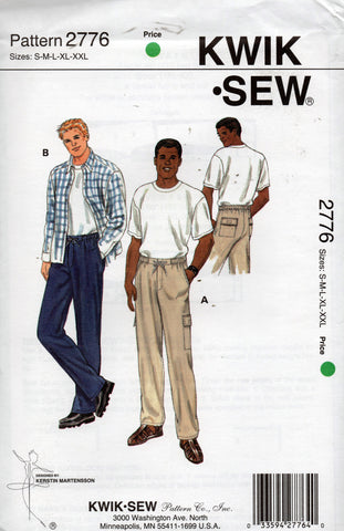 Kwik Sew 2776 Mens Casual Cargo Pants 1990s Sewing Pattern Size S - XXL UNCUT Factory Folded