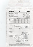 Burda 7942 Womens Princess Blouse with Ruched Seams Out Of Print Sewing Pattern Sizes 10 - 18 UNCUT Factory Folded