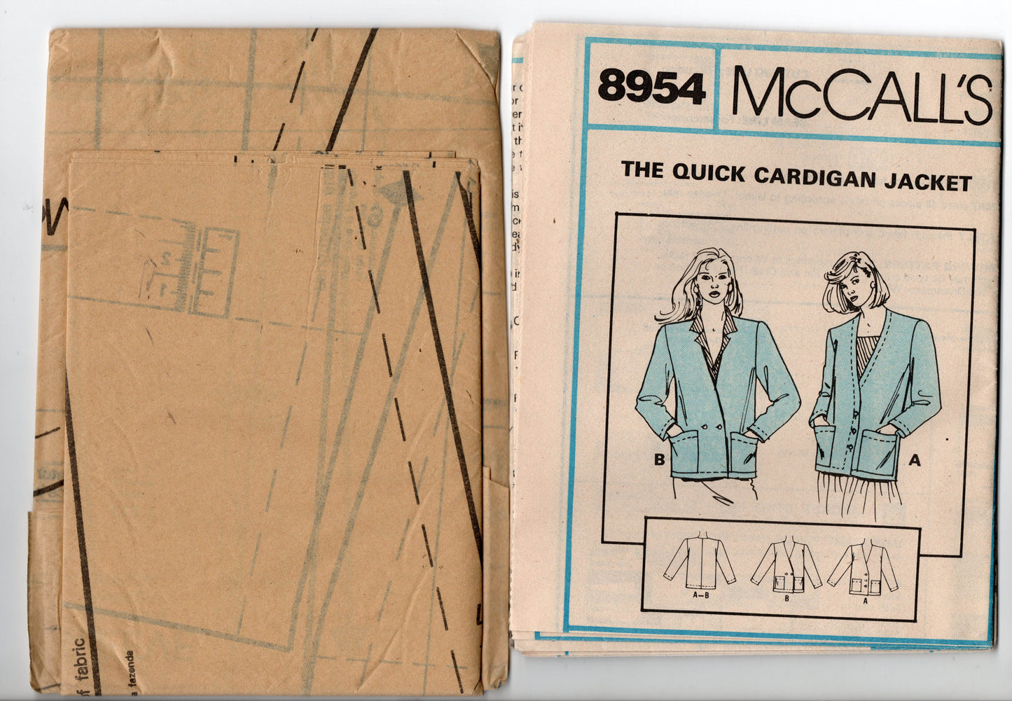 McCall's 8954 PALMER PLETSCH Womens Easy Fit Jacket 1980s Vintage Sewing Pattern Size 8 Bust 31 1/2 inches UNCUT Factory Folded
