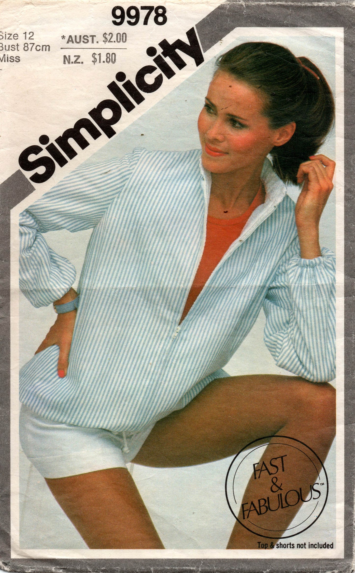 Simplicity 9978 Womens Reversible Zip Front Casual Jacket 1980s Vintage Sewing Pattern Size 10 12 or 14