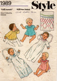 Style 1989 Baby Layette with Smocking Trim 1970s Vintage Sewing Pattern Size Newborn or 6 Months