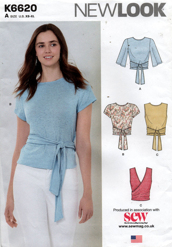 New Look 6620 Womens EASY Wrap Tops Sewing Pattern Size 6 - 24 UNCUT F