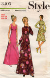 Style 3405 Womens Empire Waisted Dress or Maxi 1970s Vintage Sewing Pattern Size 12 or 14