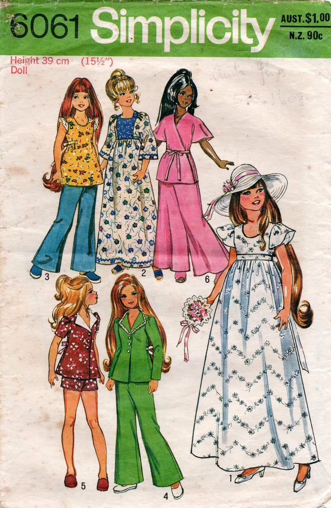 E759 PDF Copy of My Vintage Simplicity Pattern 7210 for 11-1/2 Fashion  Dolls -  Australia