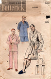 Butterick 6317 Mens Pajamas in 2 Lengths & Robe 1950s Vintage Sewing Pattern Size Size Small or Large