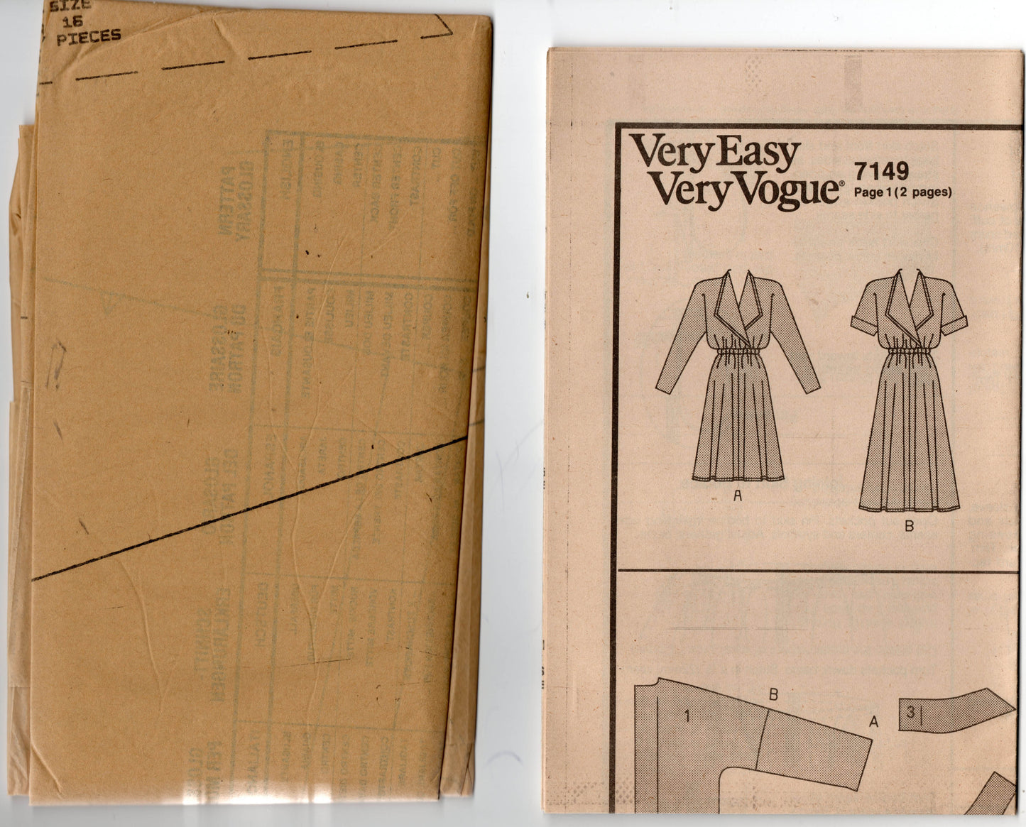 Very Easy Vogue Career 7149 Womens Fit & Flared Dress 1980s Vintage Sewing Pattern Size 14 - 18 UNCUT Factory Folded