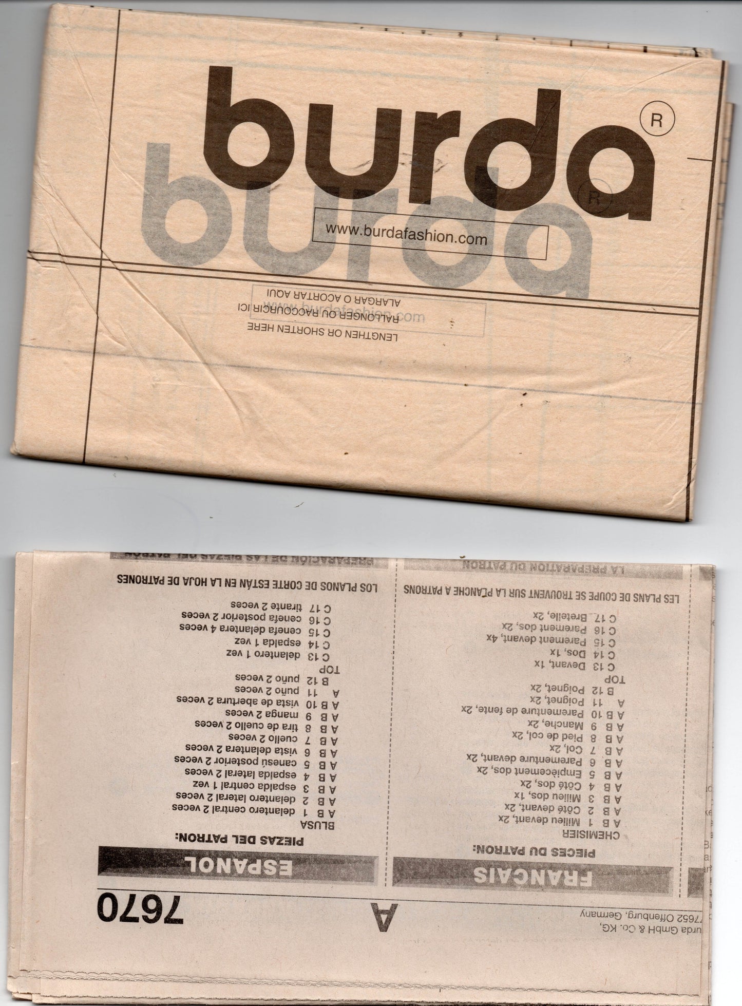 Burda 7670 Womens PLUS SIZE Shirts & Tank Top Out Of Print Sewing Pattern Sizes 18 - 34 UNCUT Factory Folded