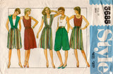 Style 3685 Womens Cover Up Top Skirt Zouave Pants & Cummerbund 1980s Vintage Sewing Pattern Size 10 or 12