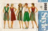 Style 3685 Womens Cover Up Top Skirt Zouave Pants & Cummerbund 1980s Vintage Sewing Pattern Size 10 or 12