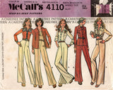 McCall's 4110 Womens Wide Collar Safari Topstitched Denim Style Jacket & Flared Leg Pants 1970s Vintage Sewing Pattern Size 8 Bust 31.5 inches