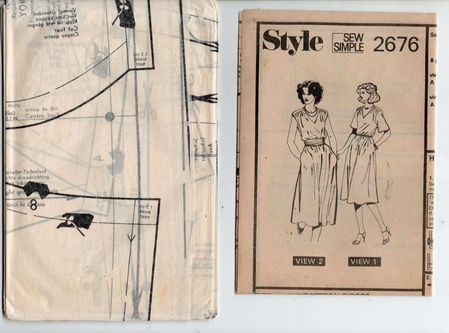 Style 2676 Womens EASY V Neck Yoked Dress with Pockets 1970s Vintage Sewing Pattern Size 12 Bust 34 inches UNCUT Factory Folded