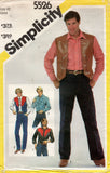 Simplicity 5526 Mens Western Shirt Vest & Jeans 1980s Vintage Sewing Pattern Size 42 UNCUT Factory Folded