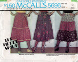McCall's 5696 Womens Tiered Ruffled Peasant Skirts in 3 Styles 1970s Vintage Sewing Pattern Size 12 Waist 26.5 inches
