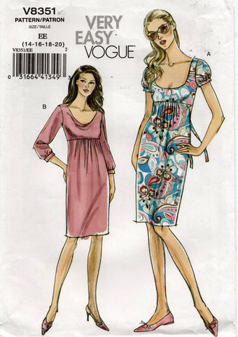 Very Easy Vogue V8351 Womens Stretch High Waisted Slim Dress Out Of Print Sewing Pattern Size 14 - 20 UNCUT Factory Folded
