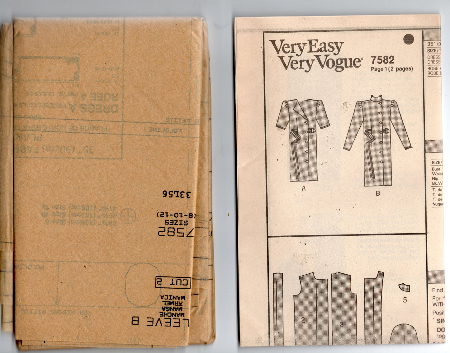 Very Easy Vogue Career 7582 Womens Wrap Front Coatdress 1980s Vintage Sewing Pattern Size 8 - 12 UNCUT Factory Folded