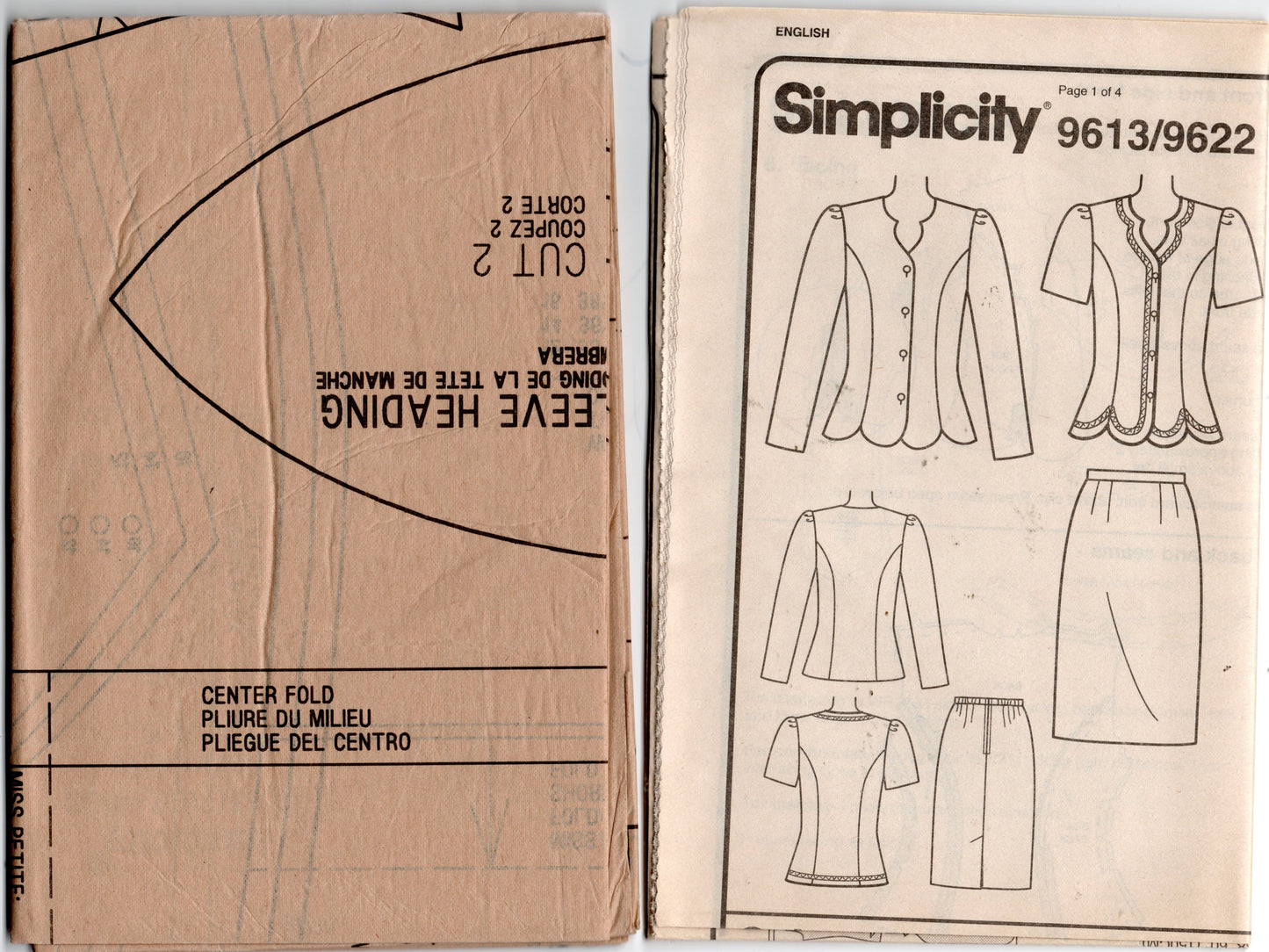 Simplicity 9622 Womens Shaped Princess Jacket & Skirt 1990s Vintage Sewing Pattern Size 12 - 16 UNCUT Factory Folded