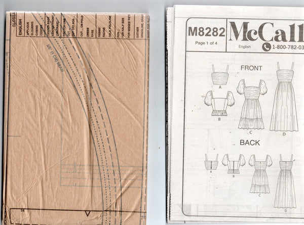 McCall's M8282 Womens Ruched Bodice Tops & Dresses Sewing Pattern Size