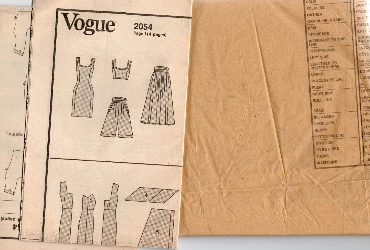 Vogue American Designer 2054 PERRY ELLIS Womens Dress Bra Top Skirt & Shorts 1980s Vintage Sewing Pattern Size 10 Bust 32.5 inches