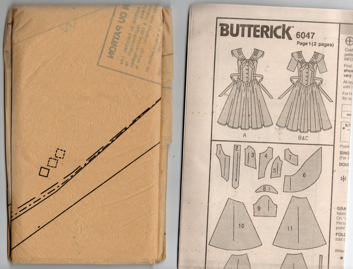 Butterick 6047 Womens Dropped Waist Dress with Attached Draped Collar 1990s Vintage Sewing Pattern Size 12 - 16 UNCUT Factory Folded