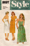Style 2697 Womens Crossover Back Sundress & Short Sleeved Summer Jacket 1980s Vintage Sewing Pattern Size 8 or 10