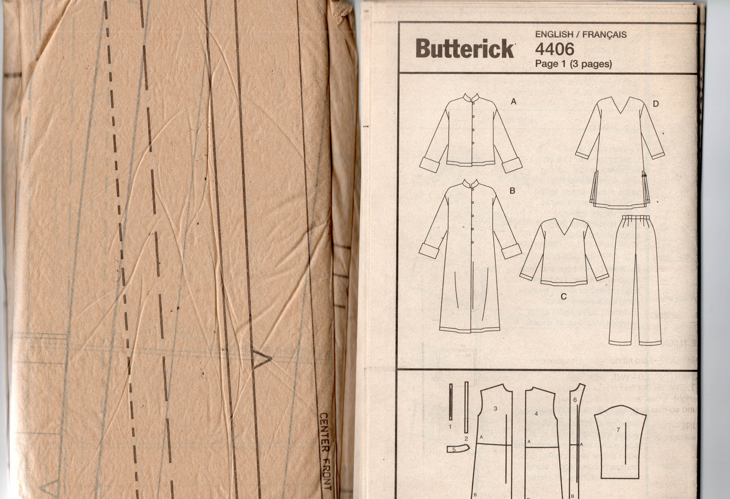 Butterick B4406 Womens Robe & Pyjamas or Loungewear Out Of Print Sewing Pattern Size XS - M UNCUT Factory Folded