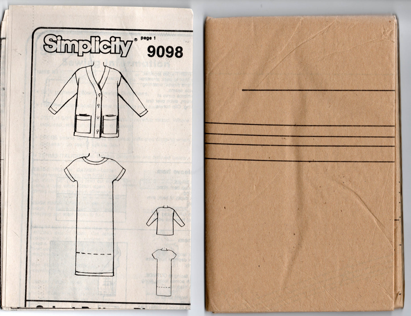 Simplicity 9098 Womens JIFFY Stretch Dress & Cardigan Jacket 1980s Vintage Sewing Pattern Size 6 - 12 UNCUT Factory Folded