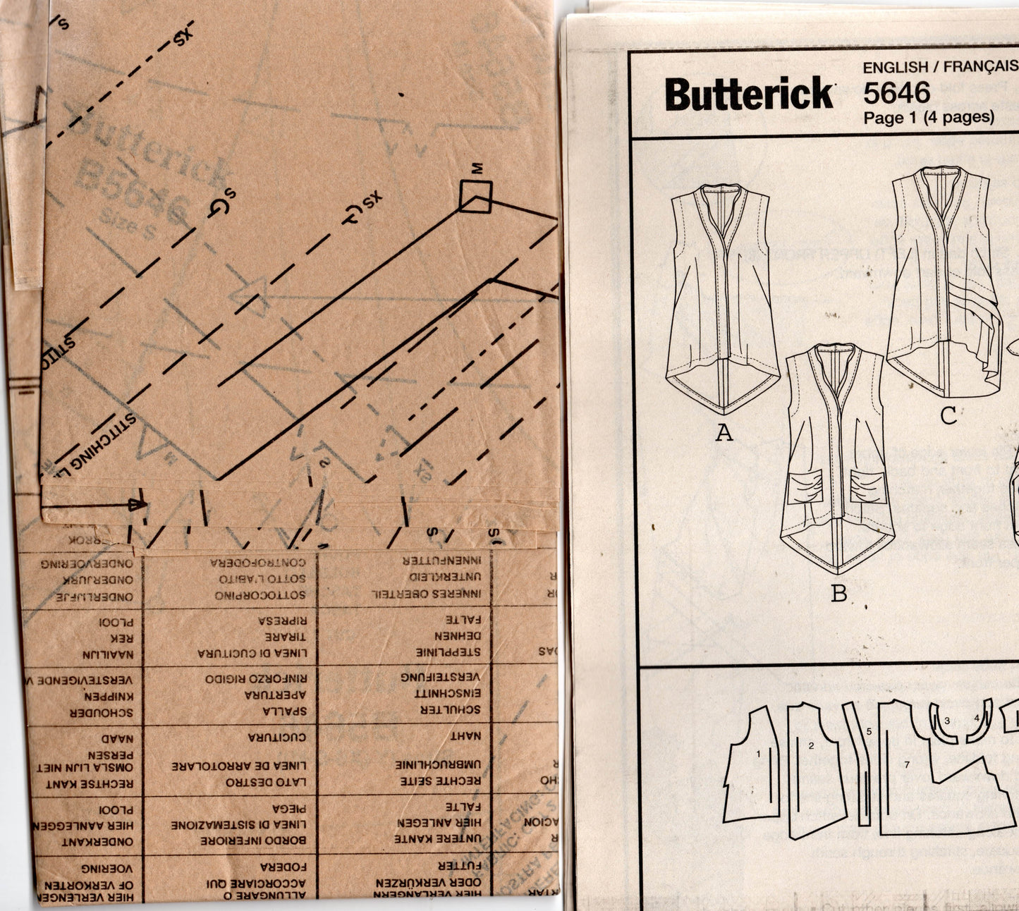 Butterick 5646 Womens High Low Hem Tunic Tops Out Of Print Sewing Pattern Size XS - M UNCUT Factory Folded