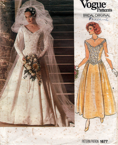 Vogue Special Bridal Design 2253 Womens High Waisted Bell Sleeved Wedd