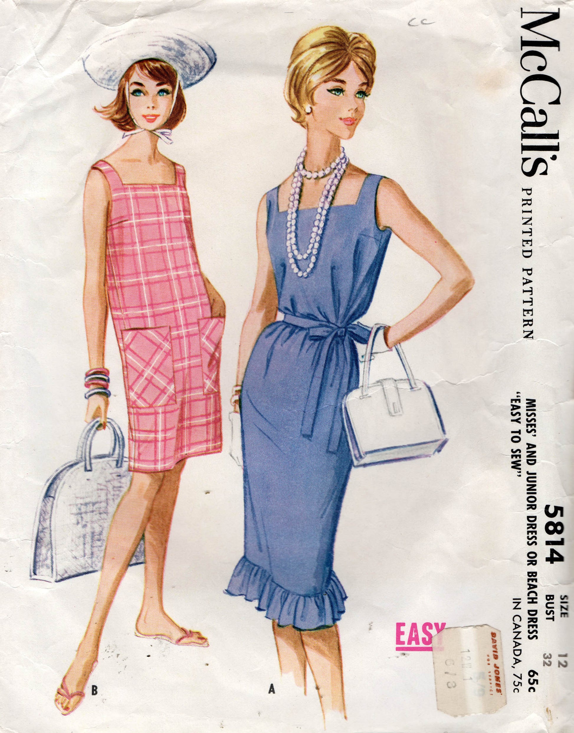 McCall's 5814 Womens EASY Square Neck Summer Shift Dress with Pockets – All The Precious Things McCall's 5814 Womens EASY Square Neck Summer Shift Dress with Pockets – All The Precious Things
