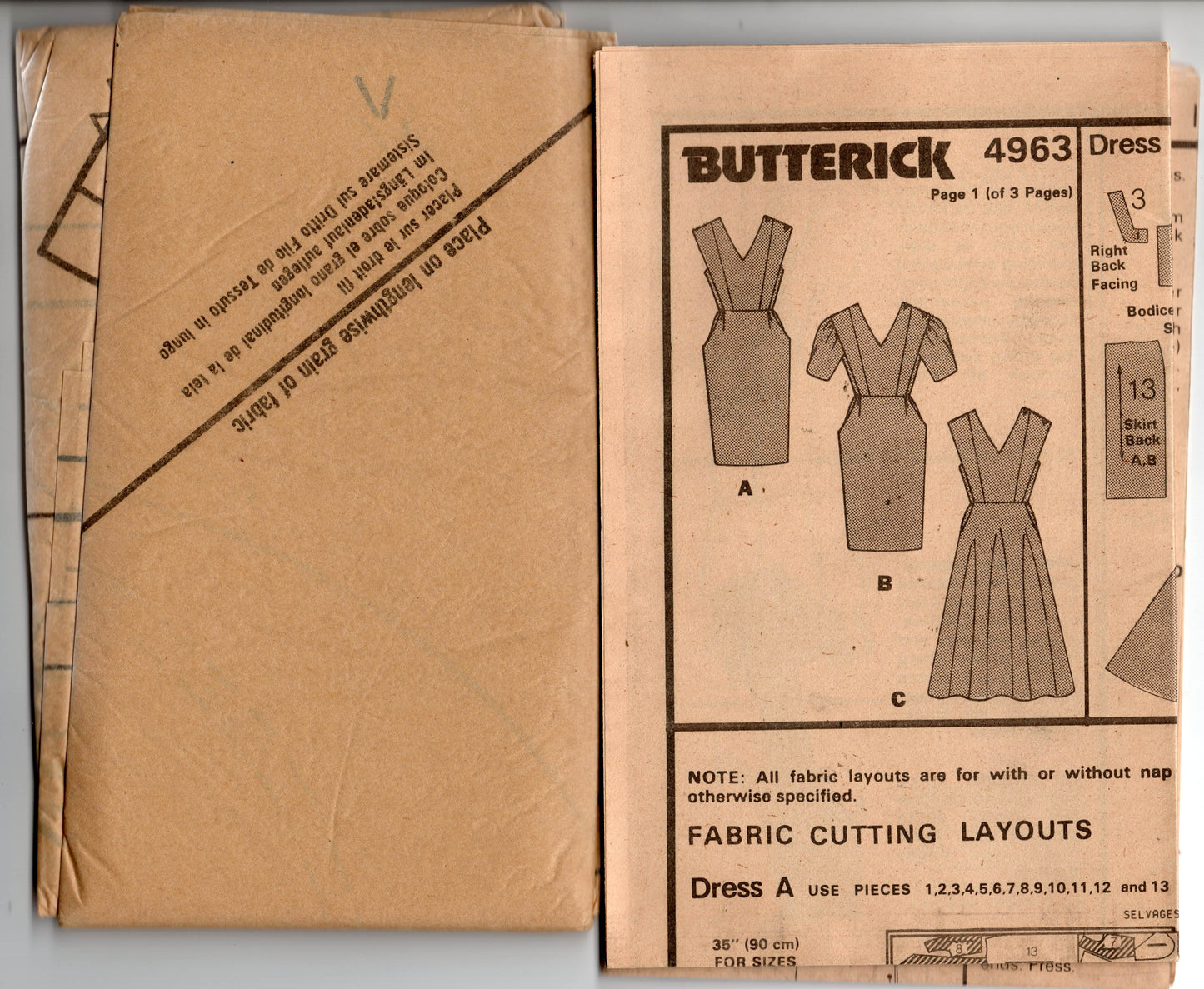 Butterick 4963 JANET RUSSO Womens Buttoned Shoulder Dress with Pockets 1980s Vintage Sewing Pattern Size 12 Bust 34 inches UNCUT Factory Folded
