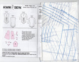 Kwik Sew K4160 Womens Stretch Gathered Front Tops Out Of Print Sewing Pattern Size XS - XL UNCUT Factory Folded