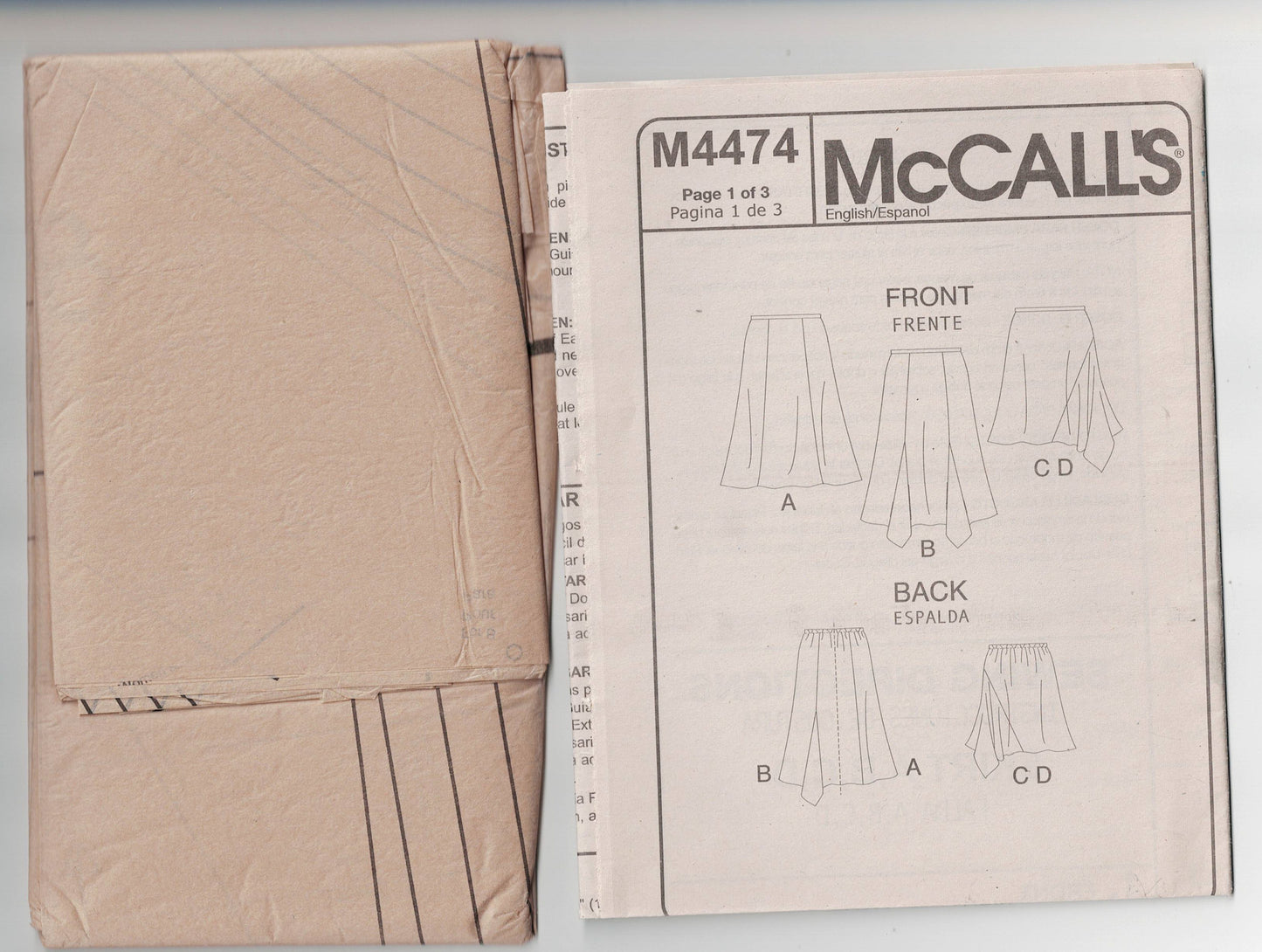 McCall's 4474 Womens Panelled Asymmetric or Godet Skirts Out Of Print Sewing Pattern Size 18W - 24W UNCUT Factory Folded