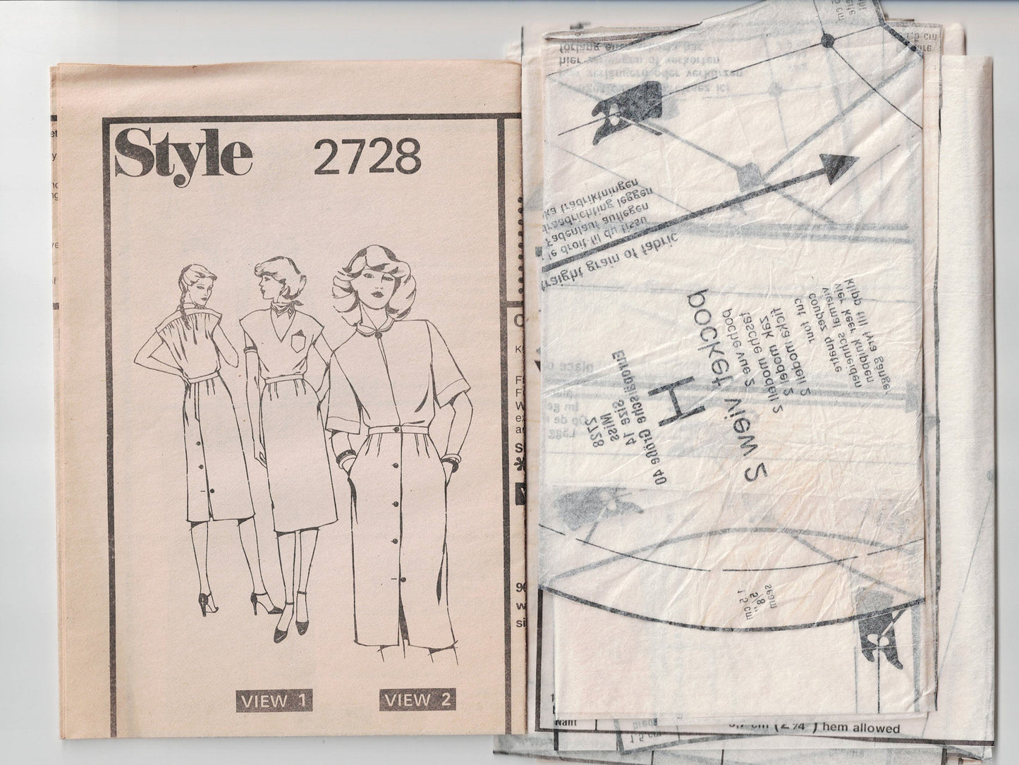 Style 2728 Womens EASY Slim Skirts 1980s Vintage Sewing Pattern Size 14 Waist 28 Inches