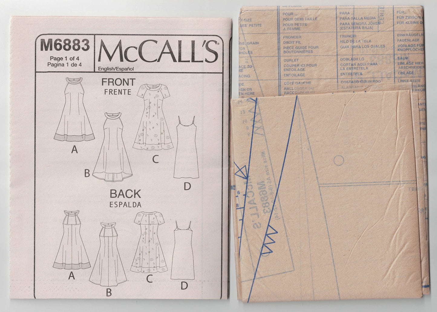 McCall's 6883 EASY Womens Dress & Slip Out Of Print Sewing Pattern Sizes 6 - 14 UNCUT Factory Folded