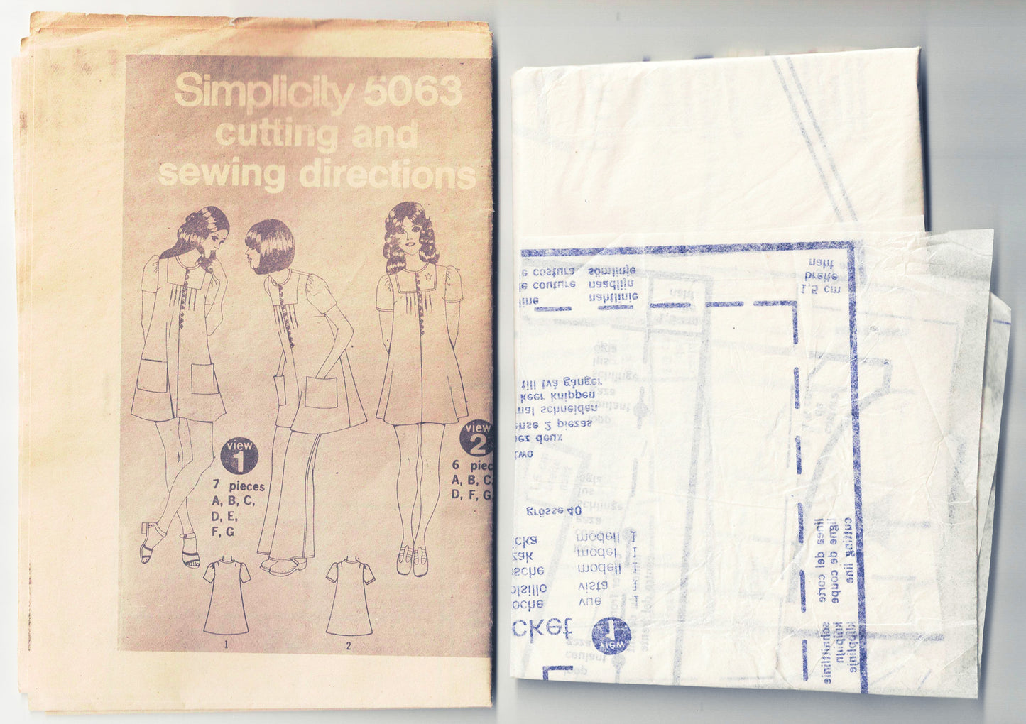 Simplicity 5063 Womens Tucked Front Mini Smock Dress 1970s Vintage Sewing Pattern Size 14 Bust 36 Inches