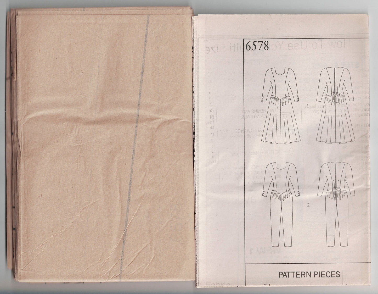 New Look 6578 Womens Drop Waisted Dress & Jumpsuit 1980s Vintage Sewing Pattern Size 8 - 18 UNCUT Factory Folded