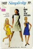 Simplicity 7497 Womens Mini Dress or Pinafore 1960s Vintage Sewing Pattern Size 10 Bust 32.5 Inches